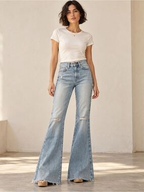 Mother Super Cruiser Double Heel Fray Jeans Nature of the Game 27 NWT